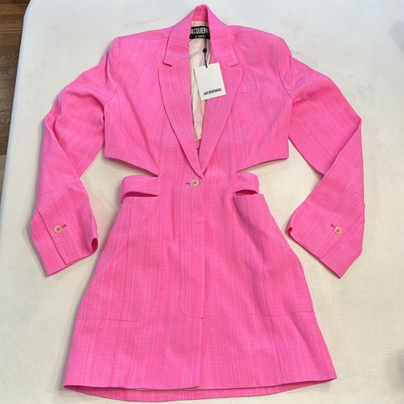 NWT JACQUEMUS La Robe Bari cutout linen minidress - Picture 4 of 11